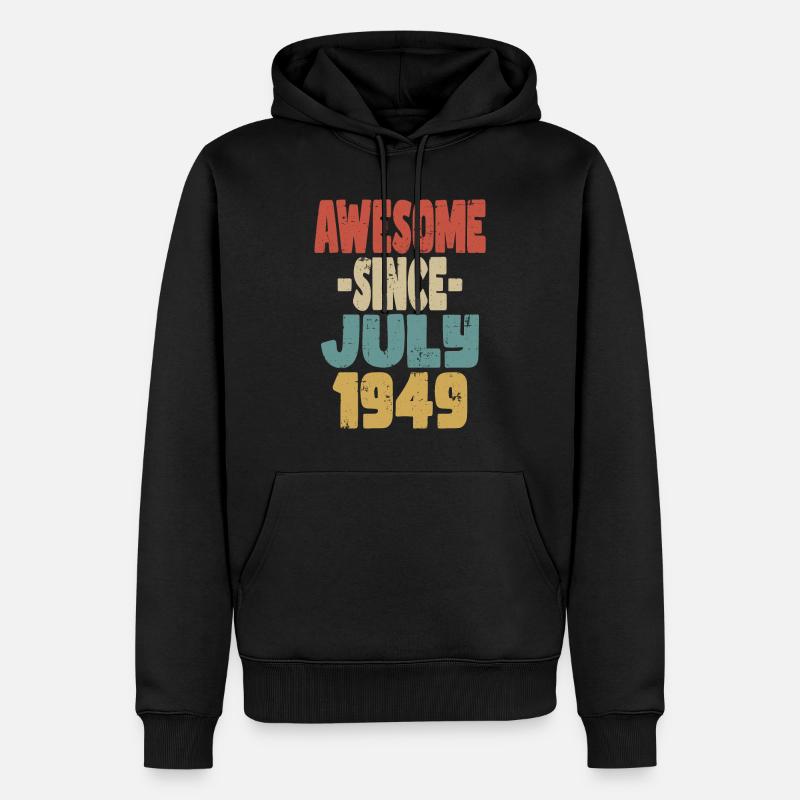 1949 Juillet Anniversaire Rétro - Sweat à capuche Premium bio Homme - noir