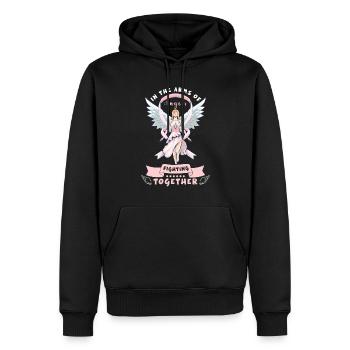 Sensibilisation au cancer du sein Soutien aux survivantes Rose - Sweat à capuche Premium bio Homme - noir - Devant - Nico (187cm)