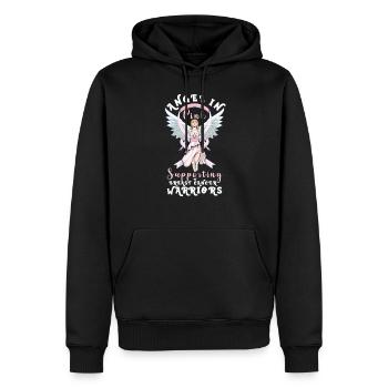 Sensibilisation au cancer du sein Soutien aux survivantes Rose - Sweat à capuche Premium bio Homme - noir - Devant - Nico (187cm)