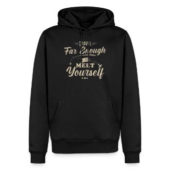 Voyage Dicton - Sweat à capuche Premium bio Homme - noir - Devant - Nico (187cm)