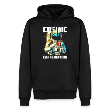 Café Astronaute Caféine Pop Art - Sweat à capuche Premium bio Homme - noir - Devant - Nico (187cm)