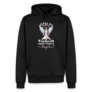 Sensibilisation au cancer du sein Soutien aux survivantes Rose - Sweat à capuche Premium bio Homme - noir - Devant - Nico (187cm)