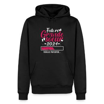 Future Grande Soeur 2024 Humour Cadeau - Sweat à capuche Premium bio Homme - noir - Devant - Nico (187cm)