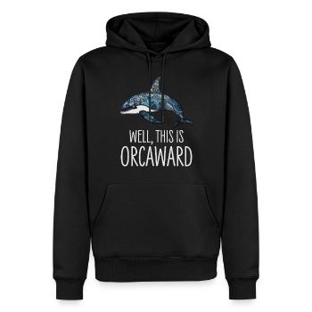Orca Killerwal Nun, Das Ist Orcaward - Männer Premium Bio Hoodie - Schwarz - Vorne - Nico (187cm)