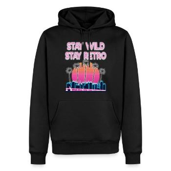 Retro 80s Vintage Vaporwave Streetwear - Sweat à capuche Premium bio Homme - noir - Devant - Nico (187cm)