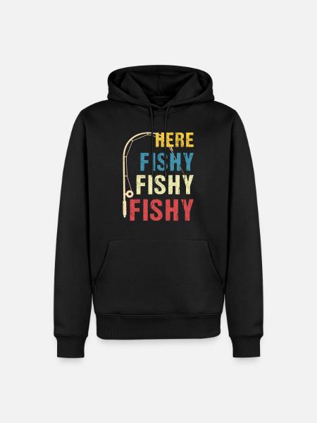Here Fishy Fishy Fishy - Men’s Premium Organic Hoodie - black