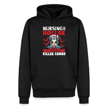 Infirmière effrayante Infirmière d’horreur - Sweat à capuche Premium bio Homme - noir - Devant - Nico (187cm)