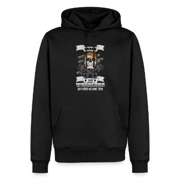 Skeleton Mechanic Horreur Garage Funny Bones Spooky - Sweat à capuche Premium bio Homme - noir - Devant - Nico (187cm)