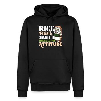 Funny Unhappy Sushi Japanese food Miso-Unhappy - Männer Premium Bio Hoodie - Schwarz - Vorne - Nico (187cm)