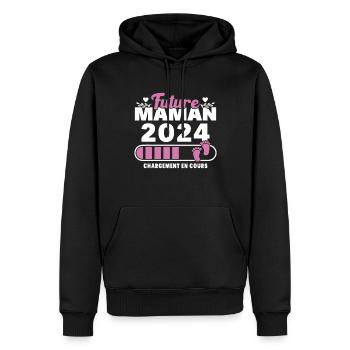 Future maman 2024 chargement en cours - Sweat à capuche Premium bio Homme - noir - Devant - Nico (187cm)