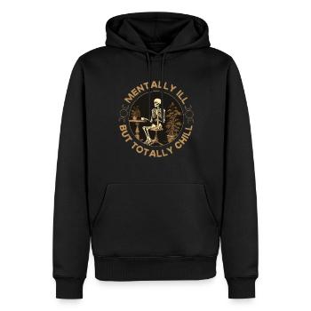 Café squelette malade mental mais totalement refroidi - Sweat à capuche Premium bio Homme - noir - Devant - Nico (187cm)