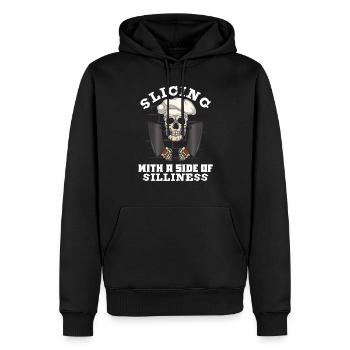 Fleischschneider Metzger Horror Skelett Gore - Männer Premium Bio Hoodie - Schwarz - Vorne - Nico (187cm)