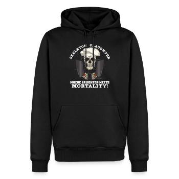 Fleischschneider Metzger Horror Skelett Gore - Männer Premium Bio Hoodie - Schwarz - Vorne - Nico (187cm)