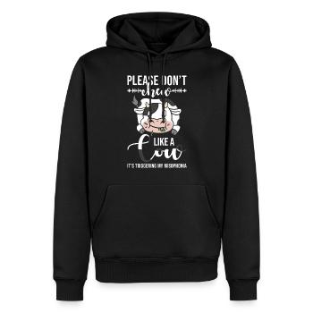 Misophonie Bitte kau nicht wie eine Kuh - Männer Premium Bio Hoodie - Schwarz - Vorne - Nico (187cm)