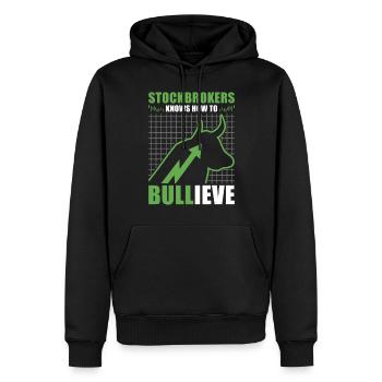 Stockbroker Bullieve Financial pun - Men’s Premium Organic Hoodie - black - Front - Nico (187cm)