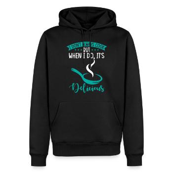 Un chef amateur cuisine des plats culinaires - Sweat à capuche Premium bio Homme - noir - Devant - Nico (187cm)