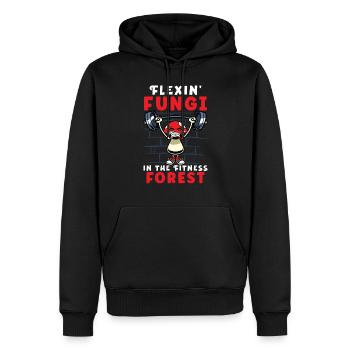 Funny Mushroom Fitness Gym Workout Power - Sweat à capuche Premium bio Homme - noir - Devant - Nico (187cm)