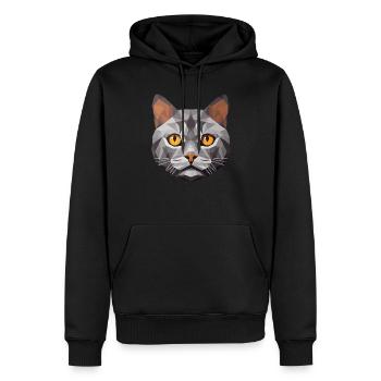 British Shorthair Cat BSH Low Polygon - Sweat à capuche Premium bio Homme - noir - Devant - Nico (187cm)
