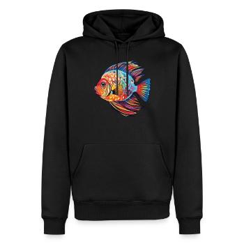 Aquarium de poissons discus - Sweat à capuche Premium bio Homme - noir - Devant - Nico (187cm)