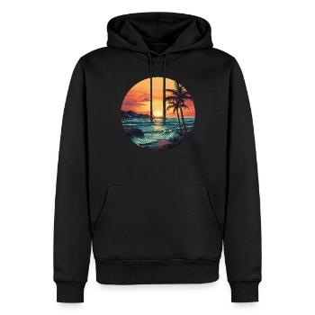 Île tropicale Sunset Palm Beach - Sweat à capuche Premium bio Homme - noir - Devant - Nico (187cm)