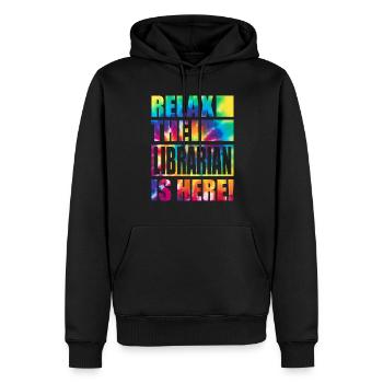 Drôle de dicton de bibliothécaire - Sweat à capuche Premium bio Homme - noir - Devant - Nico (187cm)