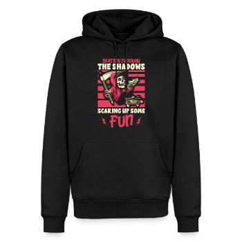 Gruseliger Skating Skeleton Skater Hallowen Horror - Männer Premium Bio Hoodie - Schwarz - Vorne - Nico (187cm)
