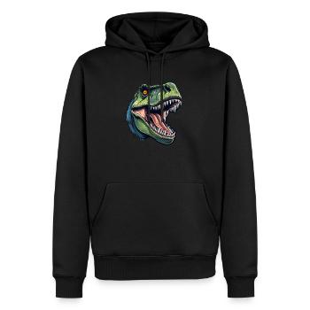 T-Rex Dino Kopf - Männer Premium Bio Hoodie - Schwarz - Vorne - Nico (187cm)