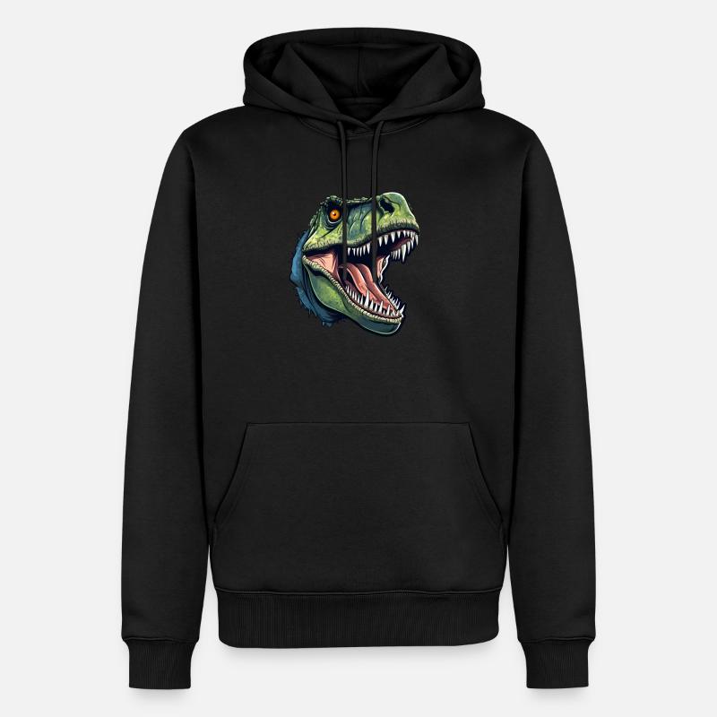 T-Rex Dino Kopf - Männer Premium Bio Hoodie - Schwarz