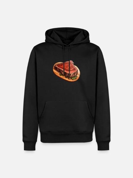 Steak Fleisch Essen - Männer Premium Bio Hoodie - Schwarz