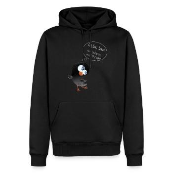Lustiger Vogel la,laa ich scheiß auf Dich Spruch - Männer Premium Bio Hoodie - Schwarz - Vorne - Nico (187cm)
