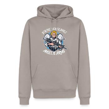 Angry Angel Christianity God Jesus Avenging - Men’s Premium Organic Hoodie - taupe - Front - Nico (187cm)