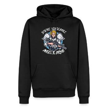 Ange en colère Christianisme Dieu Jésus Vengeur - Sweat à capuche Premium bio Homme - noir - Devant - Nico (187cm)