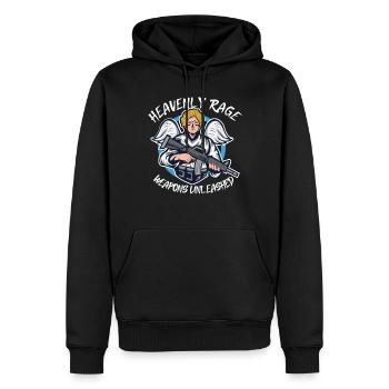 Ange en colère Christianisme Dieu Jésus Vengeur - Sweat à capuche Premium bio Homme - noir - Devant - Nico (187cm)
