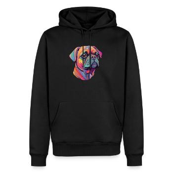 Mops Kopf - Männer Premium Bio Hoodie - Schwarz - Vorne - Nico (187cm)