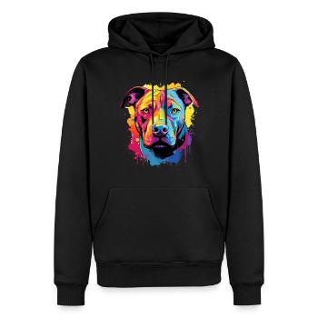 Pitbull Pittie Dog - Pop Art Pitbull Colorful - Männer Premium Bio Hoodie - Schwarz - Vorne - Nico (187cm)