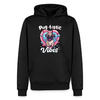 Pug Dog Breed Pet - Pug-tastic Vibes - Sweat à capuche Premium bio Homme - noir - Devant - Nico (187cm)