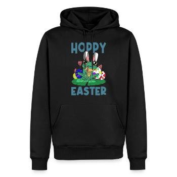 Hoppy Easter Süßer Ostern Frosch Osterhase Osterei - Männer Premium Bio Hoodie - Schwarz - Vorne - Nico (187cm)