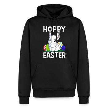Hoppy Easter Süßer Osterhase Ostern Eiersuche - Männer Premium Bio Hoodie - Schwarz - Vorne - Nico (187cm)