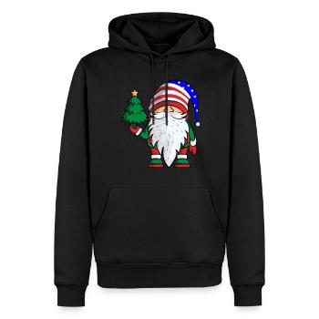 Santa Claus Gnome USA Flag Merry Christmas - Men’s Premium Organic Hoodie - black - Front - Nico (187cm)