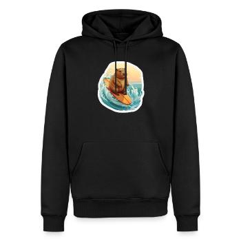 Capybara Surfeur - Sweat à capuche Premium bio Homme - noir - Devant - Nico (187cm)