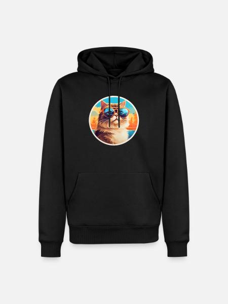 Cat with sunglasses - Men’s Premium Organic Hoodie - black