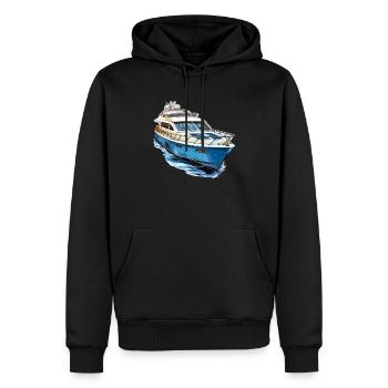 Yacht - Sweat à capuche Premium bio Homme - noir - Devant - Nico (187cm)