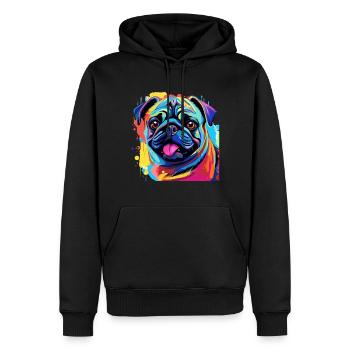 Pop Art Colorful Pug Dog Breed Pet - graphique - Sweat à capuche Premium bio Homme - noir - Devant - Nico (187cm)