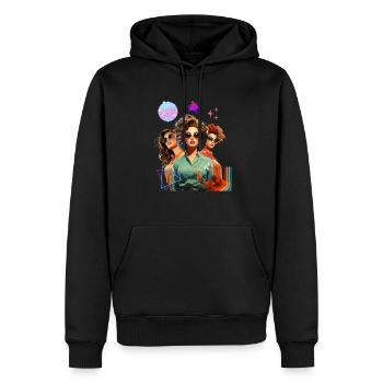 La fusion où les années 60 rencontrent les années 70 rencontrent les années 80 - Sweat à capuche Premium bio Homme - noir - Devant - Nico (187cm)