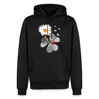 Trèfle avec coccinelle - Sweat à capuche Premium bio Homme - noir - Devant - Nico (187cm)
