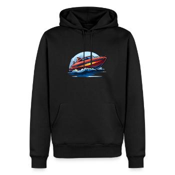Motorboot - Männer Premium Bio Hoodie - Schwarz - Vorne - Nico (187cm)