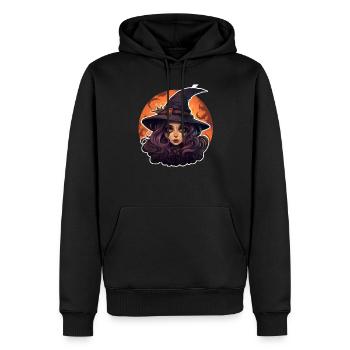 Sorcière Halloween mignonne - Sweat à capuche Premium bio Homme - noir - Devant - Nico (187cm)