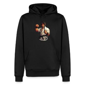 Karate Kämpfer - Männer Premium Bio Hoodie - Schwarz - Vorne - Nico (187cm)