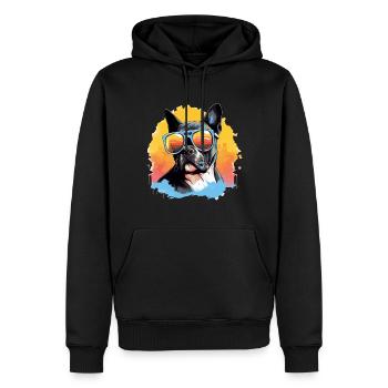 Boston Terrier Bostie Dog Breed Pet avec lunettes de soleil - Sweat à capuche Premium bio Homme - noir - Devant - Nico (187cm)