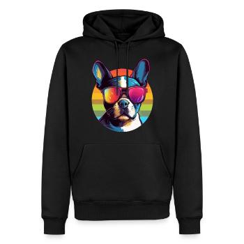 Boston Terrier Bostie Dog Breed Pet avec lunettes de soleil - Sweat à capuche Premium bio Homme - noir - Devant - Nico (187cm)